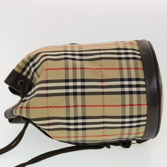 BURBERRYSs Nova Check Shoulder Bag Nylon Leather Beige Auth 44757 - Picture 4 of 16